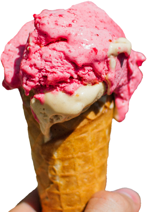 Melting Pink Ice Cream Cone PNG