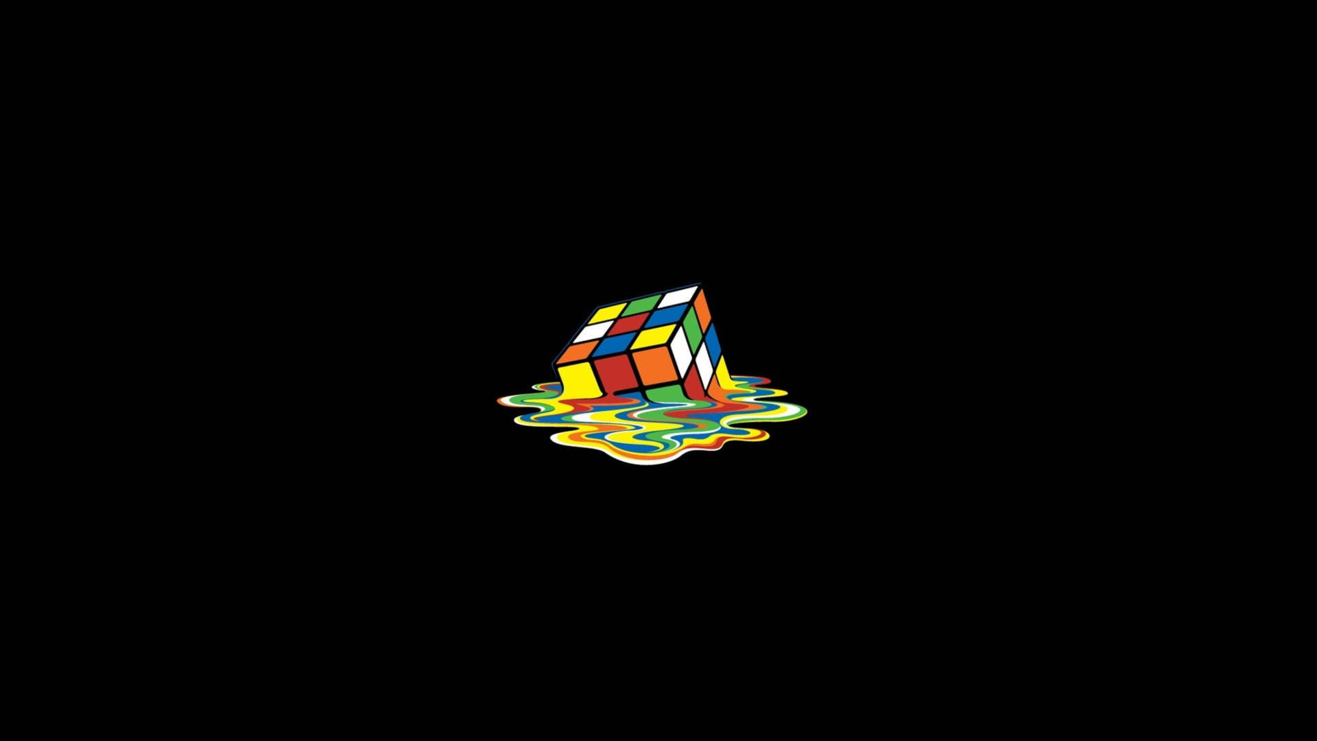 Melting Rubik's Cube Dark Abstract Wallpaper