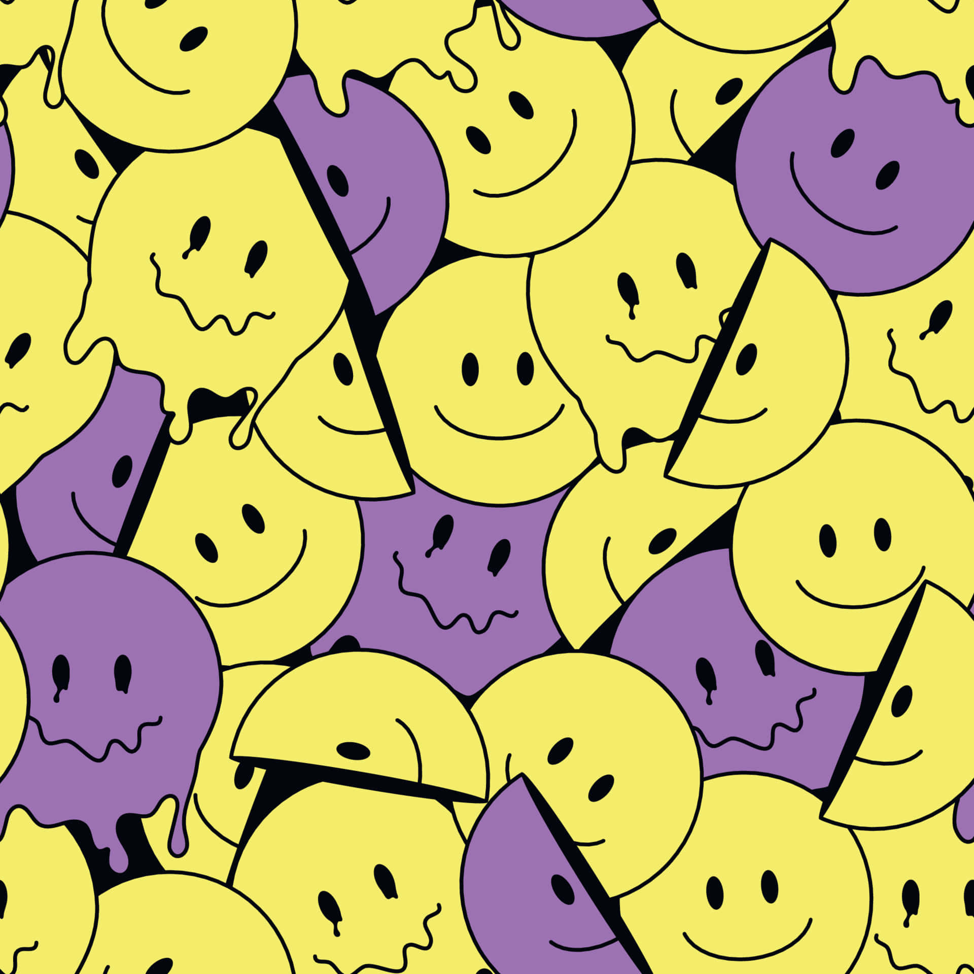 Melting Smiley Face Pattern Wallpaper