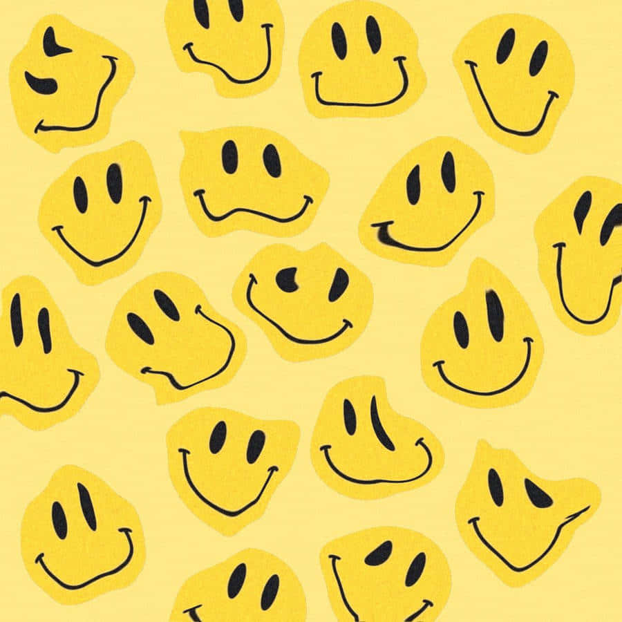 Melting Smiley Faces Pattern Wallpaper