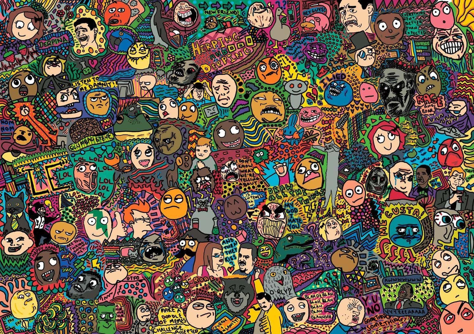 A Colorful Drawing Of Many Different Characters