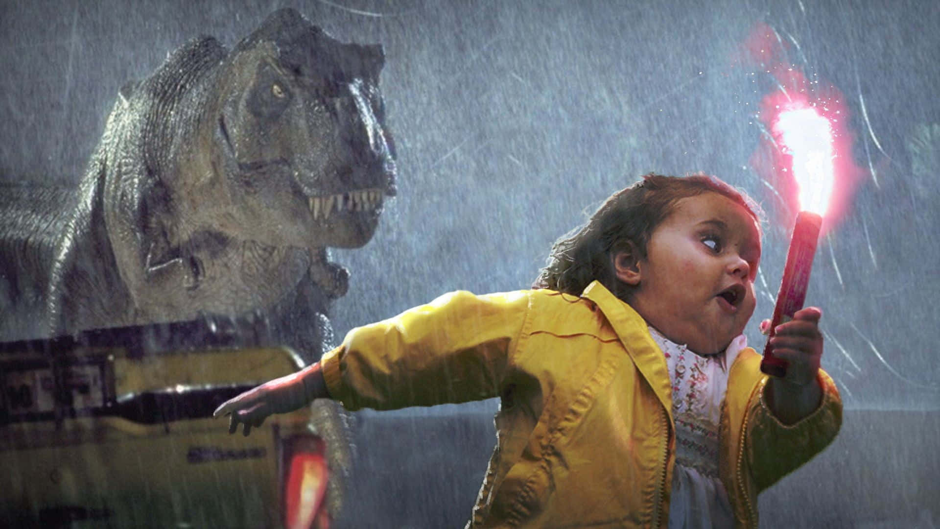 Dinosaurverfolgt Ein Baby-meme-bild.