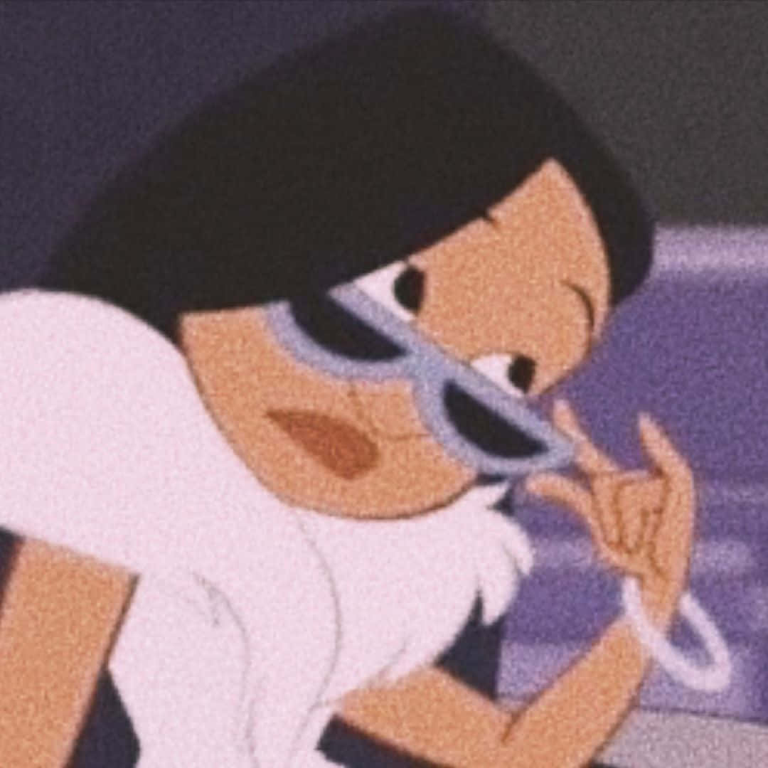 A Cartoon Character Wearing Sunglasses And A White Dress