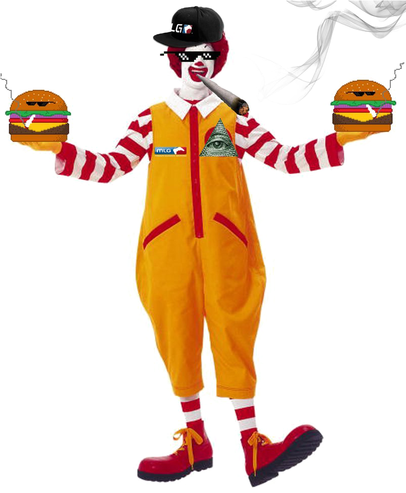 Memeified Mc Donalds Character Holding Burgers PNG