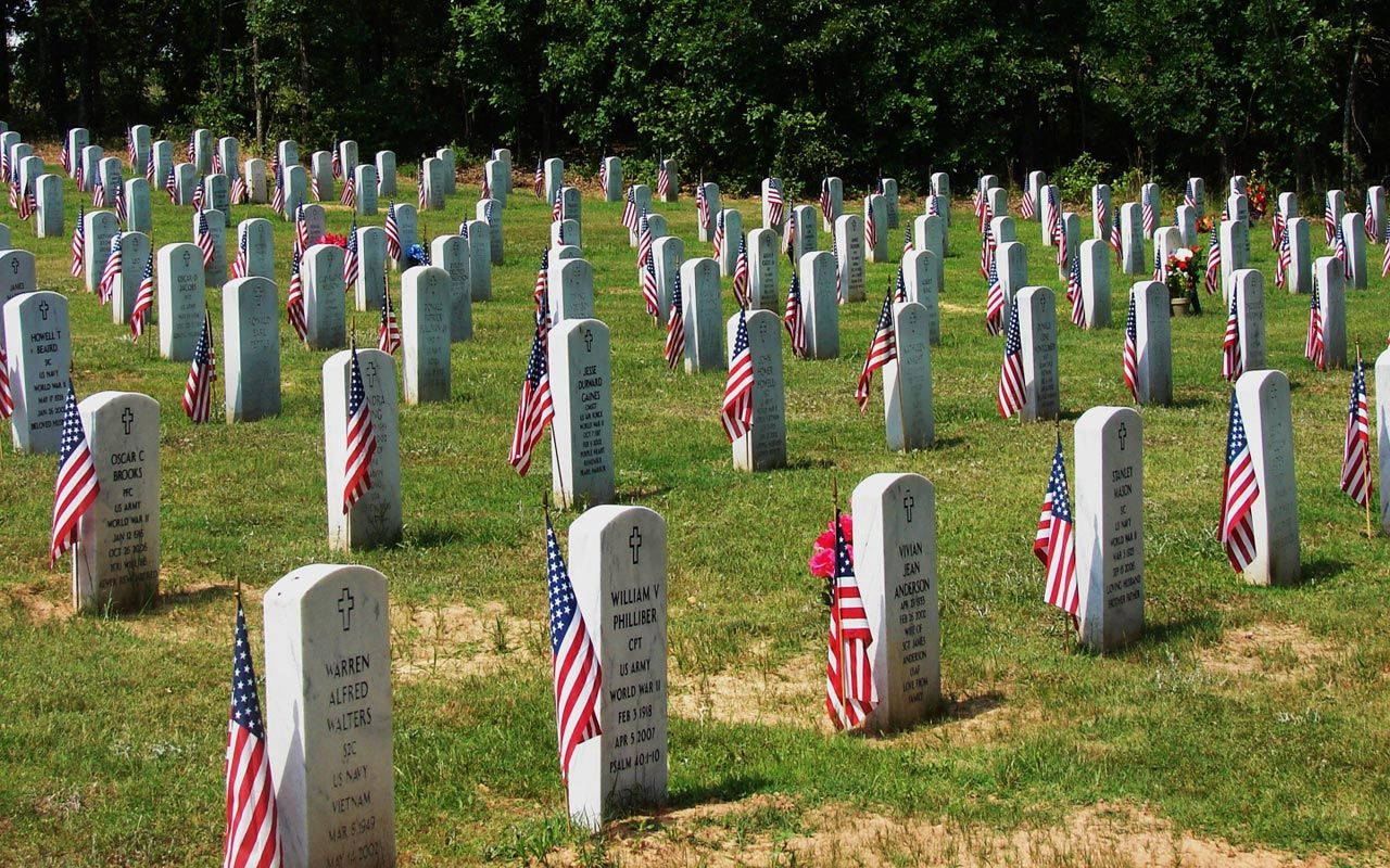 Memorial Day Flags On Graves