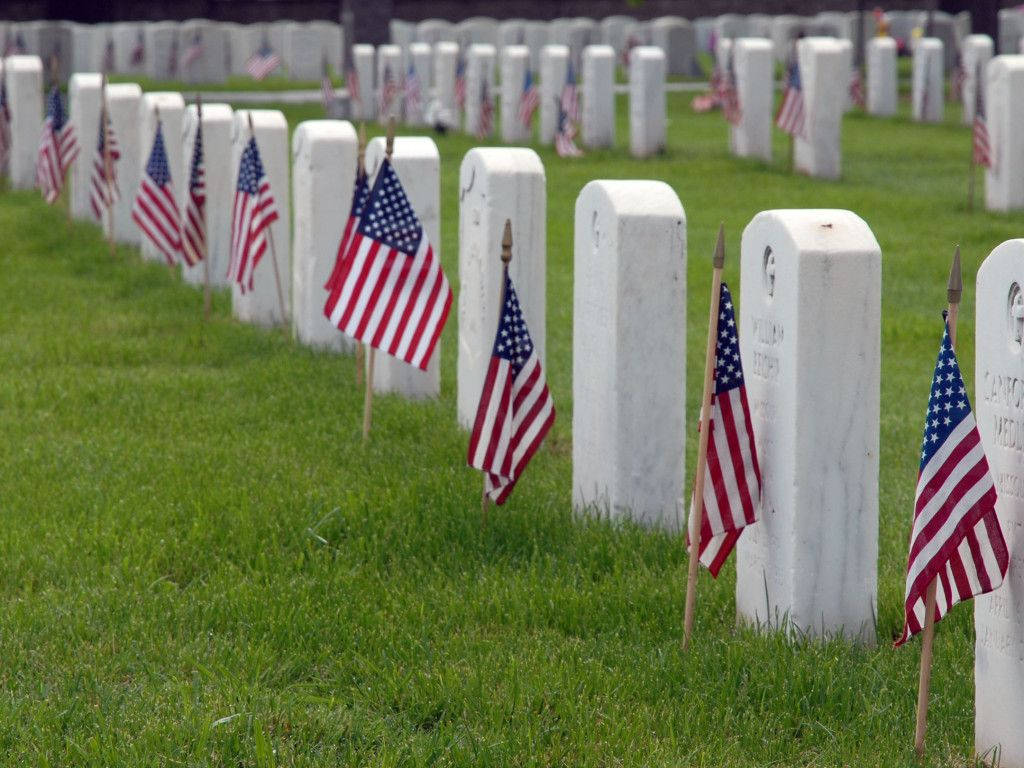 Memorial Day Flags On Tombs