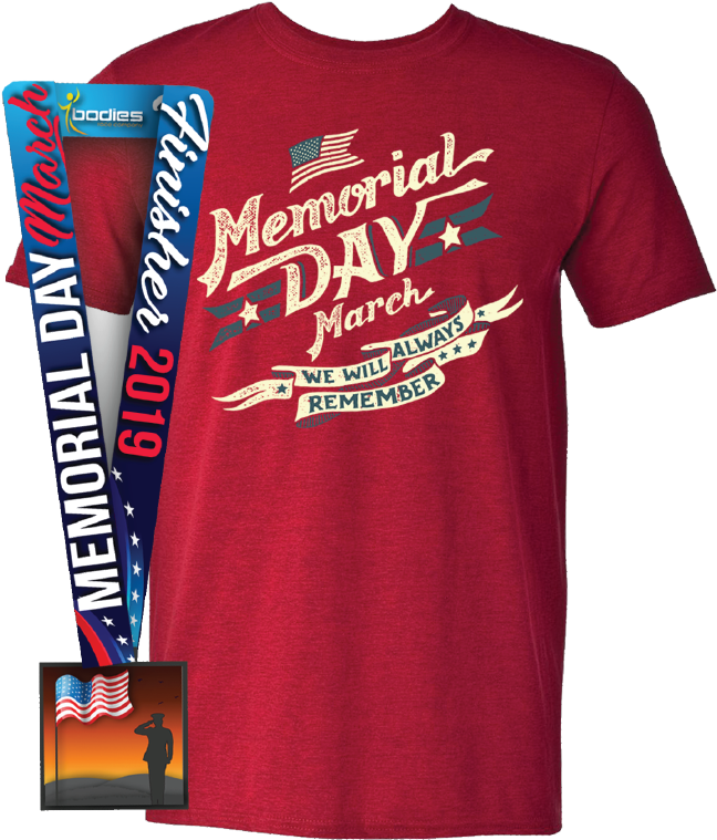 Memorial Day March Red Tshirt Design PNG