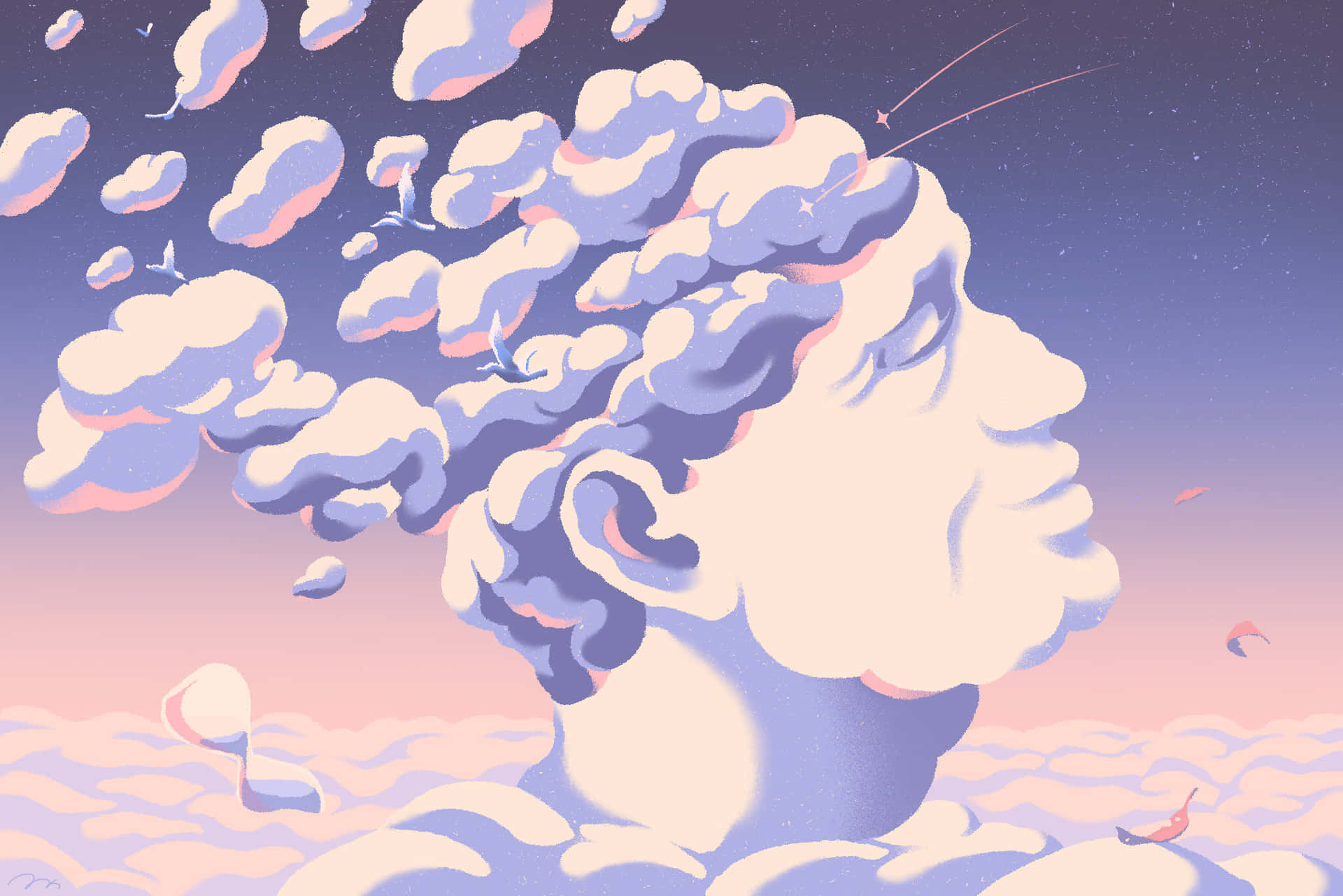 A Man's Head With Clouds In The Background