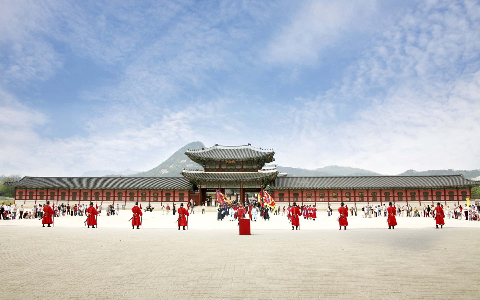 Men In Red At Gyeongbokgung Palace Picture