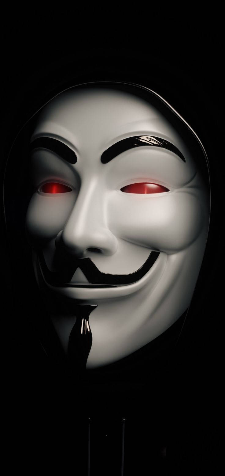 Intriguing Man in Guy Fawkes Mask Using Smartphone Wallpaper