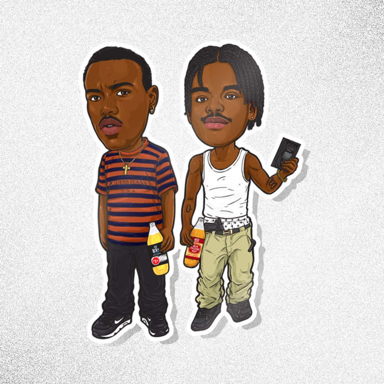Menace Ii Society Caine And O-dog Caricature Wallpaper