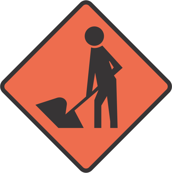Menat Work Road Sign Graphic PNG