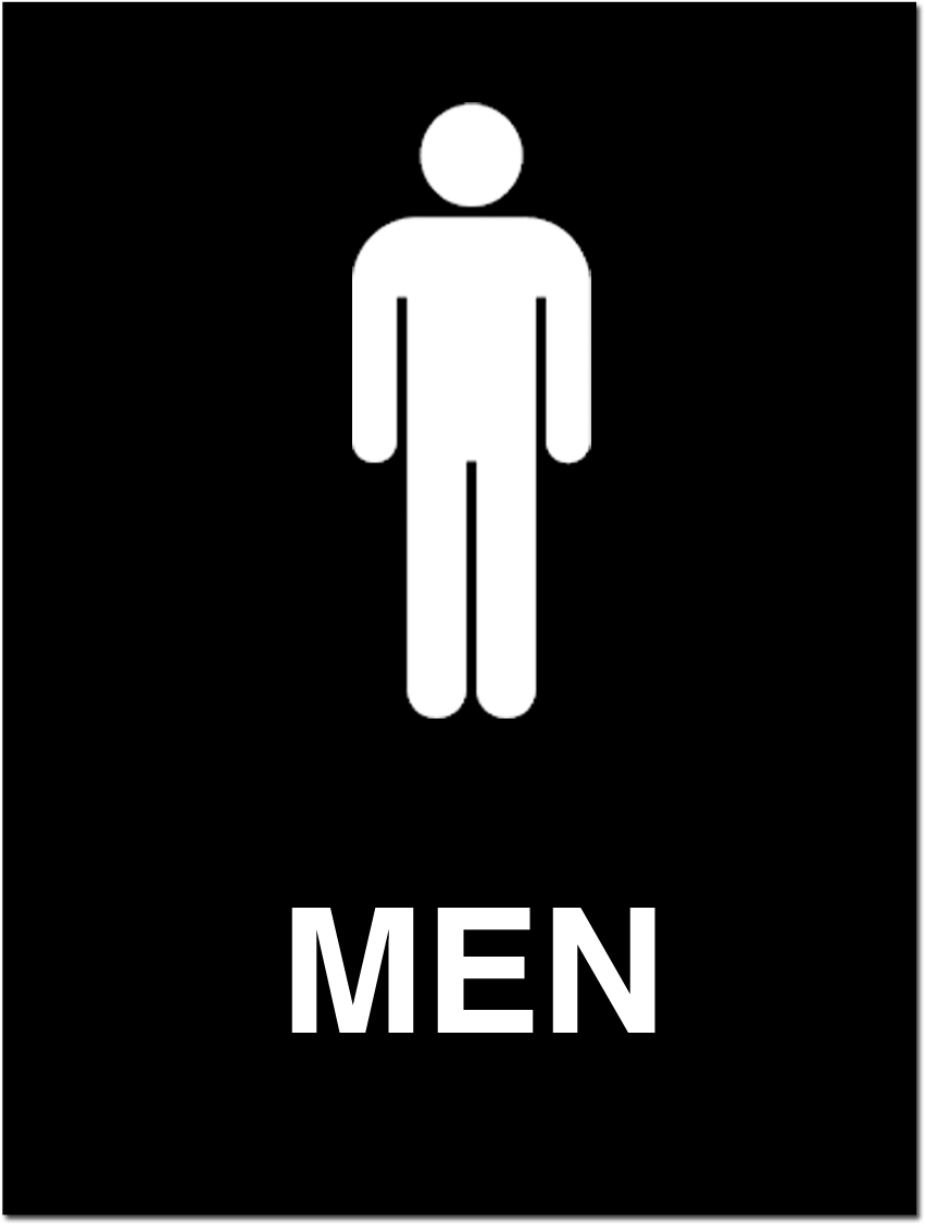 Mens Bathroom Sign Black Background PNG
