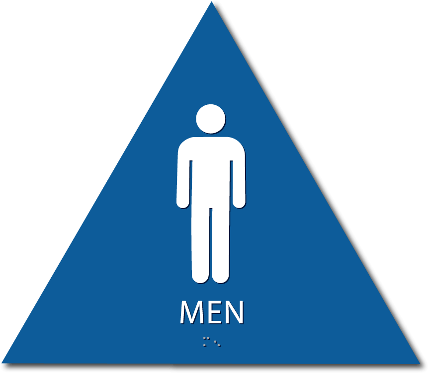 Mens Bathroom Sign Triangular Blue PNG