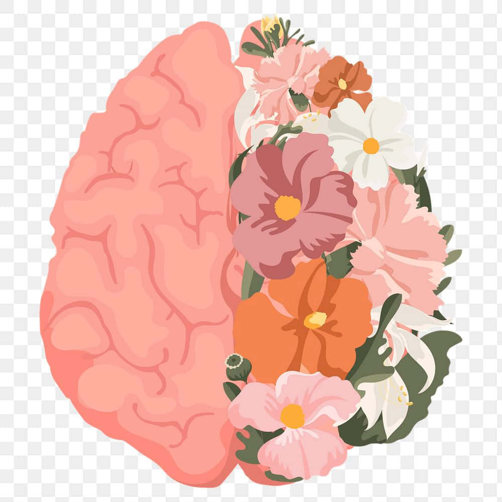 Enhjärna Med Blommor På Sig