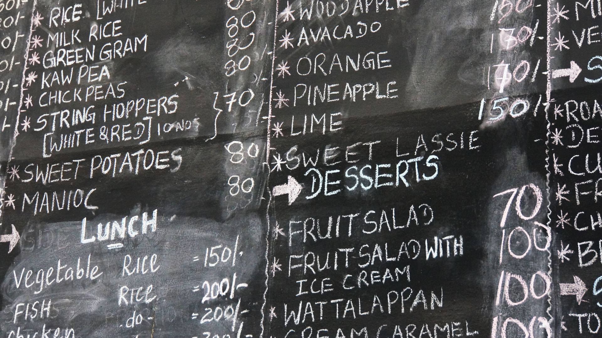 Menu Blackboard Lunch Desserts List Wallpaper