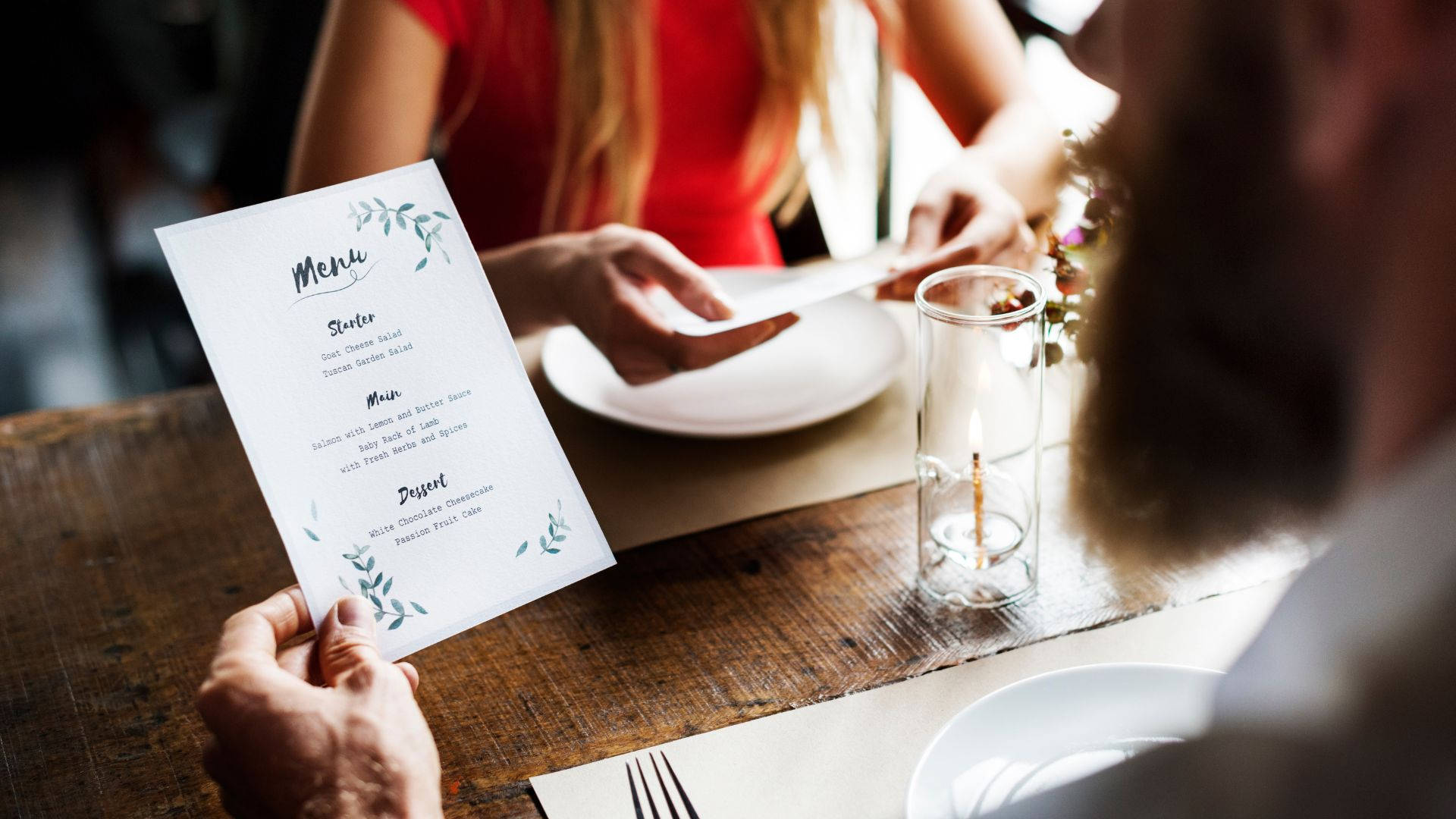 Menu Kaart Man Bestellen Fotografie Achtergrond