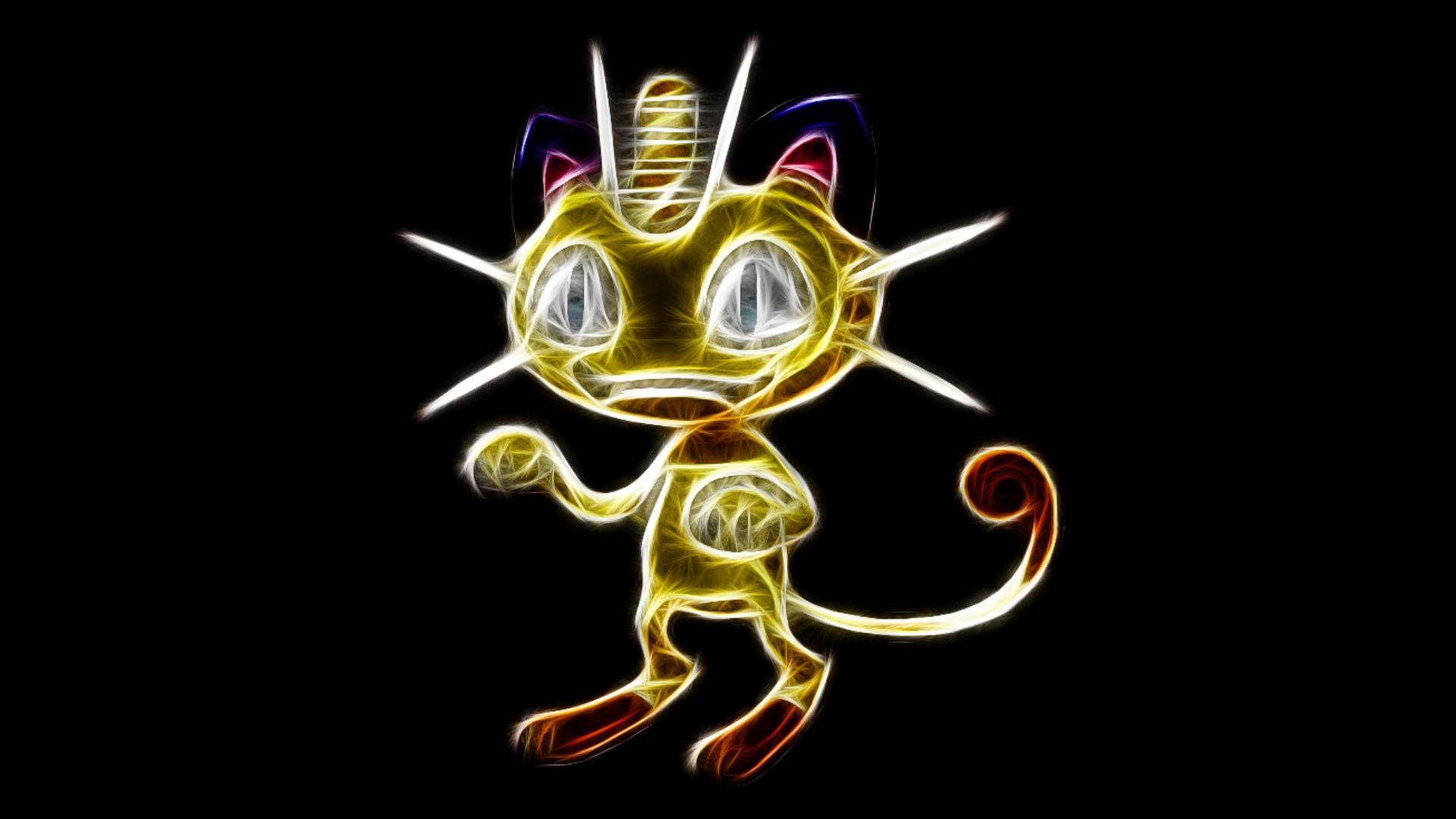 Meowth Drawn With Lights Wallpaper