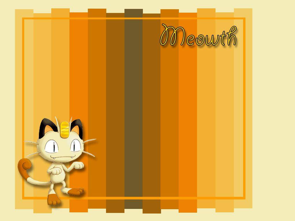 Meowth In Front Of A Striped Backdrop Wallpaper