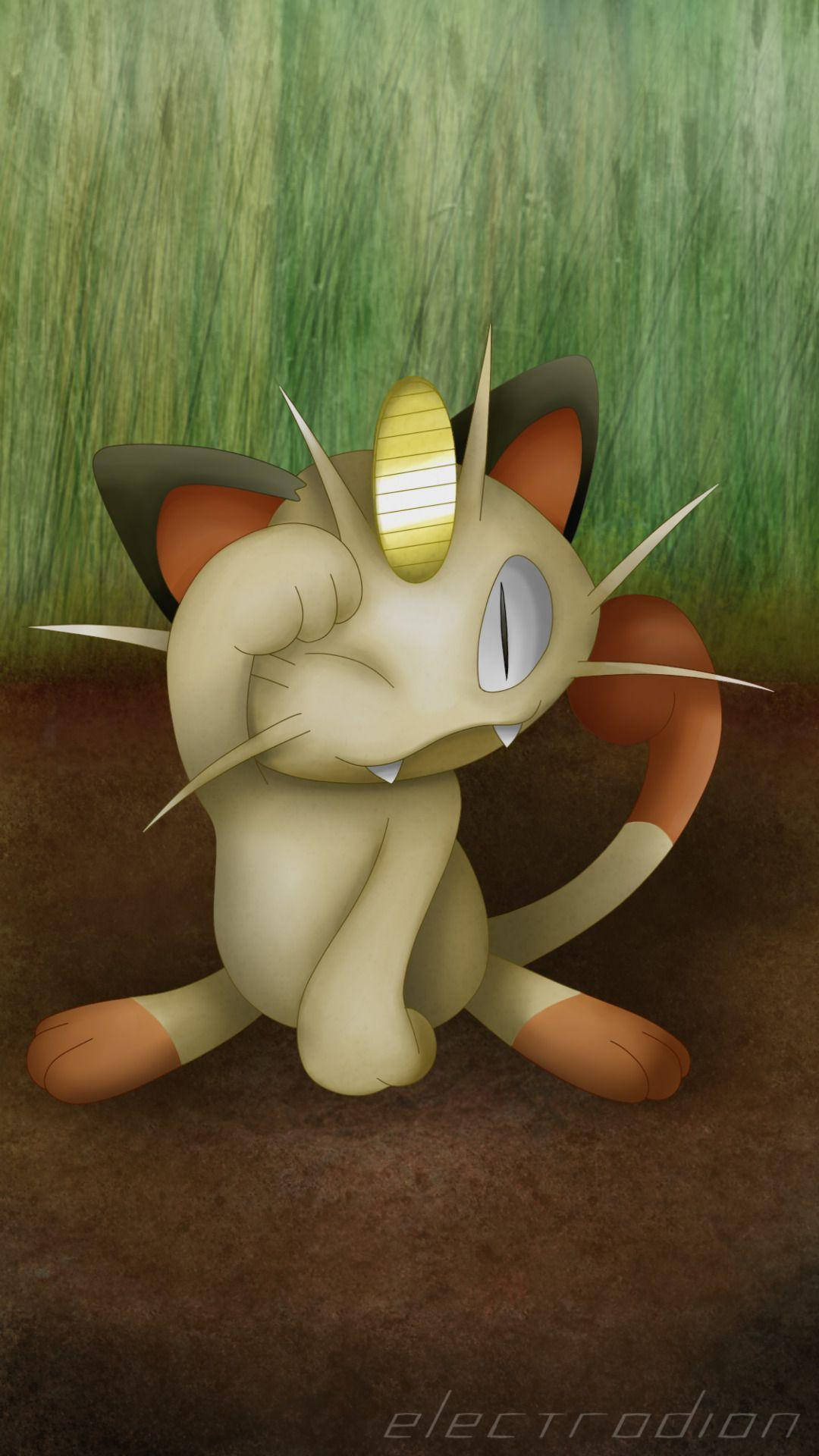 Meowth Strikes Cute And Catlike Pose Wallpaper