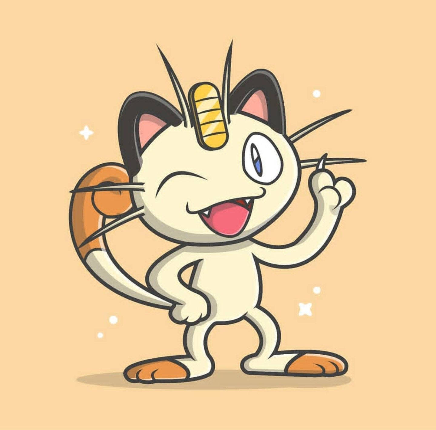 Meowth Winking And Raising Claw Wallpaper