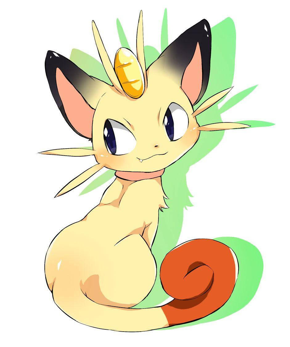 Meowth With Green Shadow Wallpaper