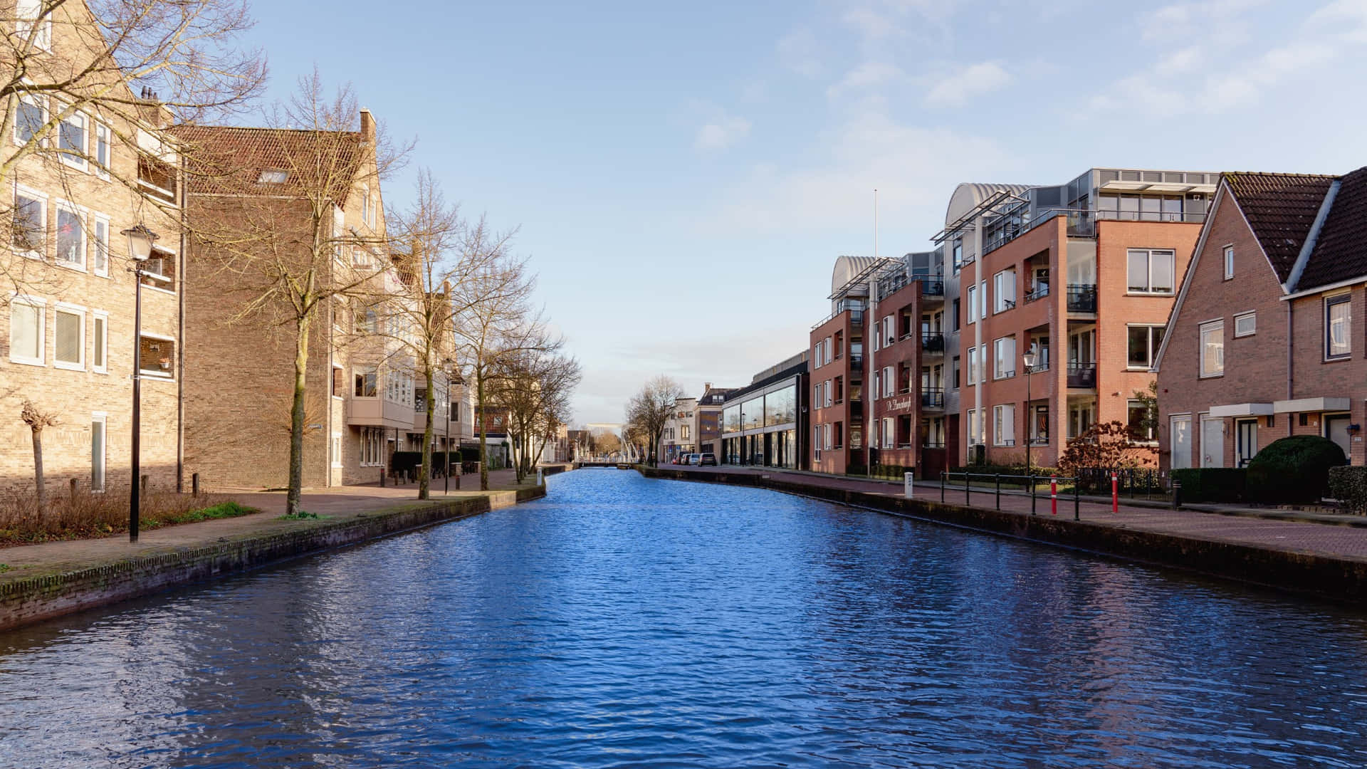 Meppel Canal Residential Area Wallpaper