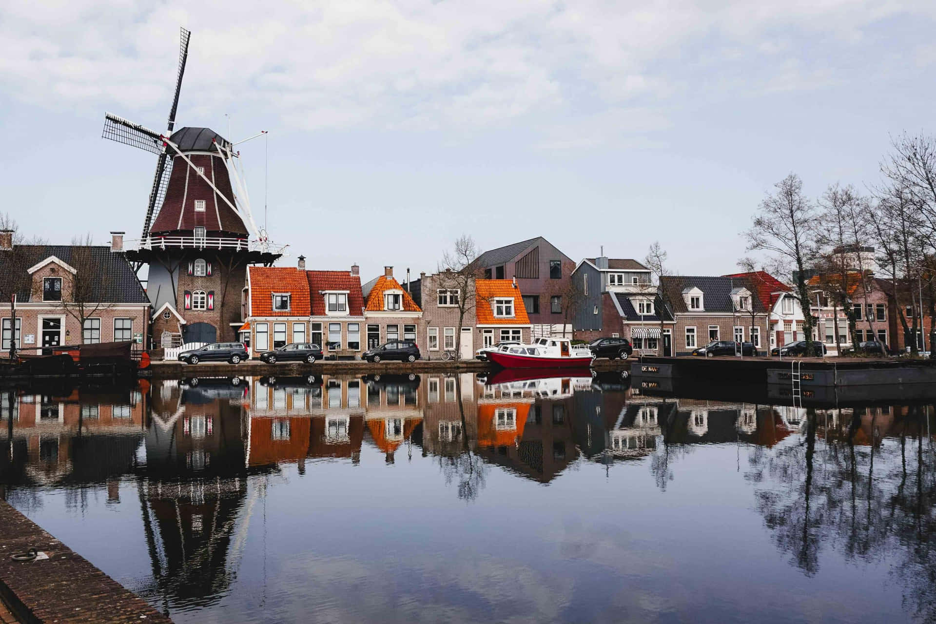 Meppel Windmill Reflections Netherlands Wallpaper