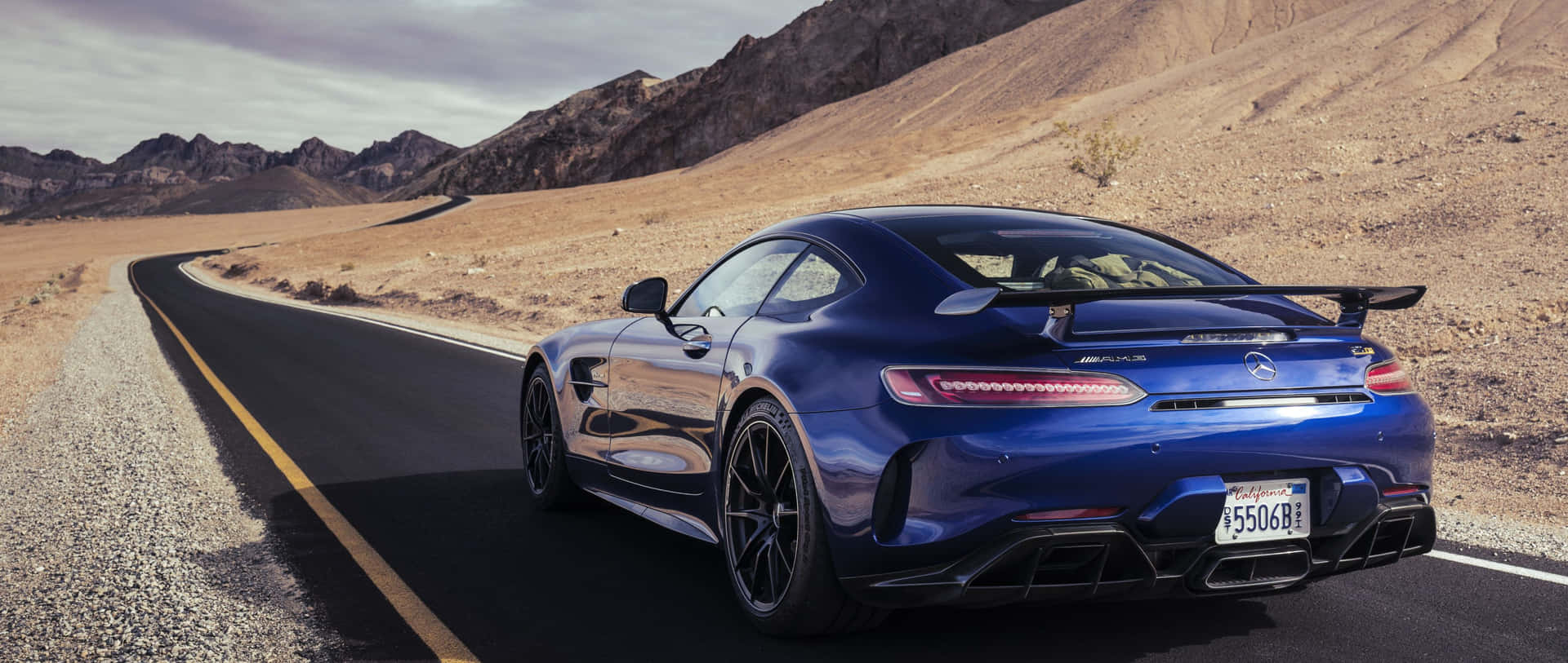 Blue Mercedes AMG GT On The Highway Wallpaper