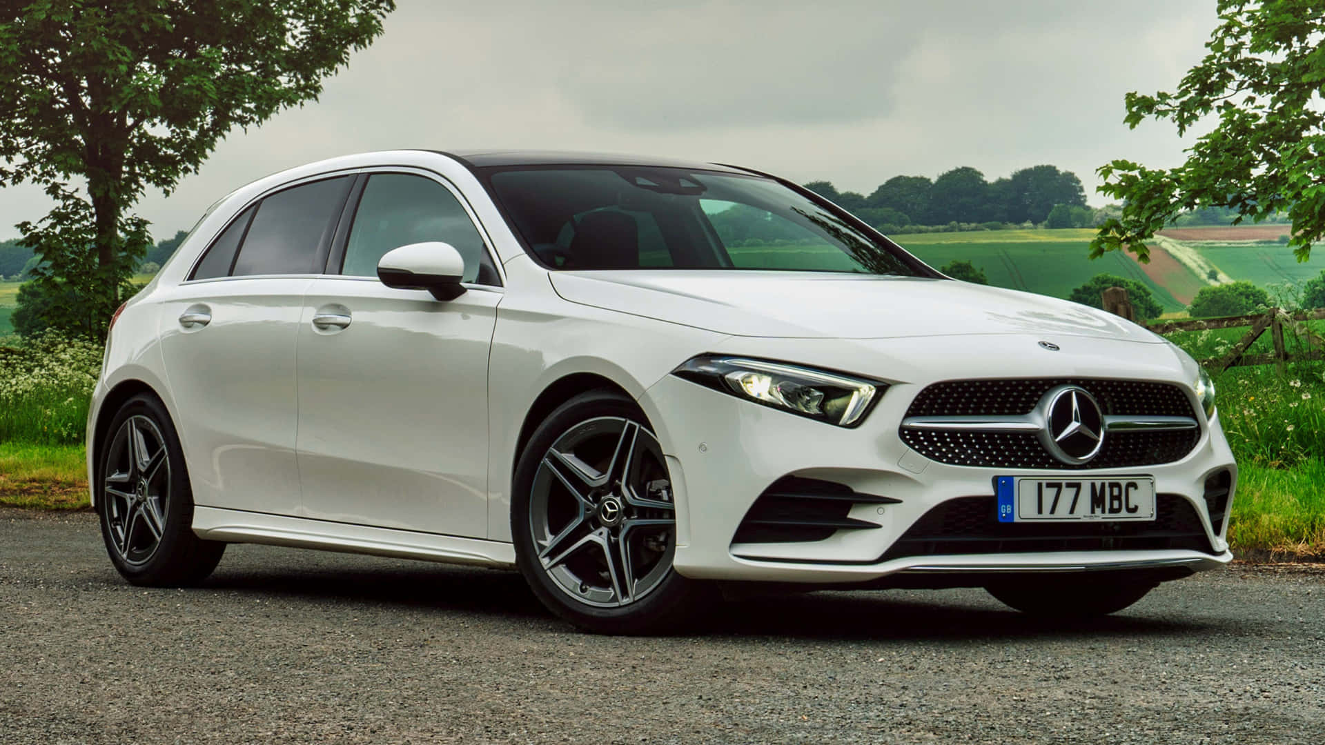 Sleek and Stylish Mercedes Benz A-Class on Display Wallpaper