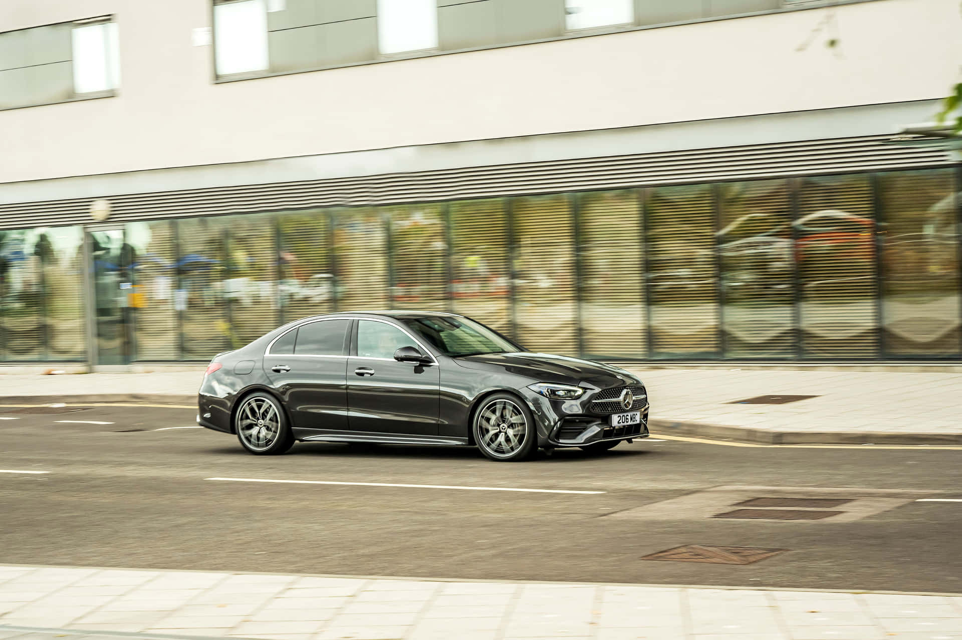 Mercedes Benz C Klasse Beweging Stadsrit Achtergrond