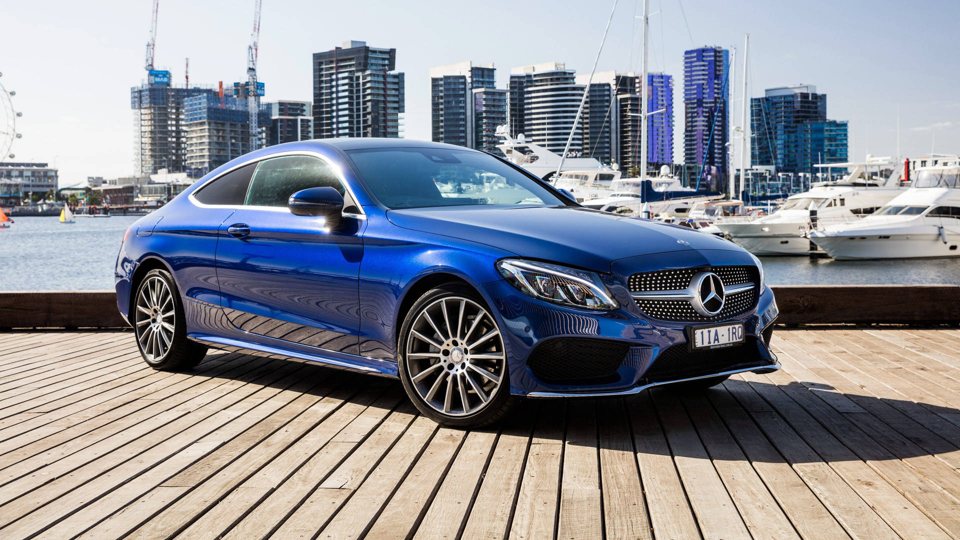 Luxurious Mercedes-Benz C300 at the Dockside Wallpaper