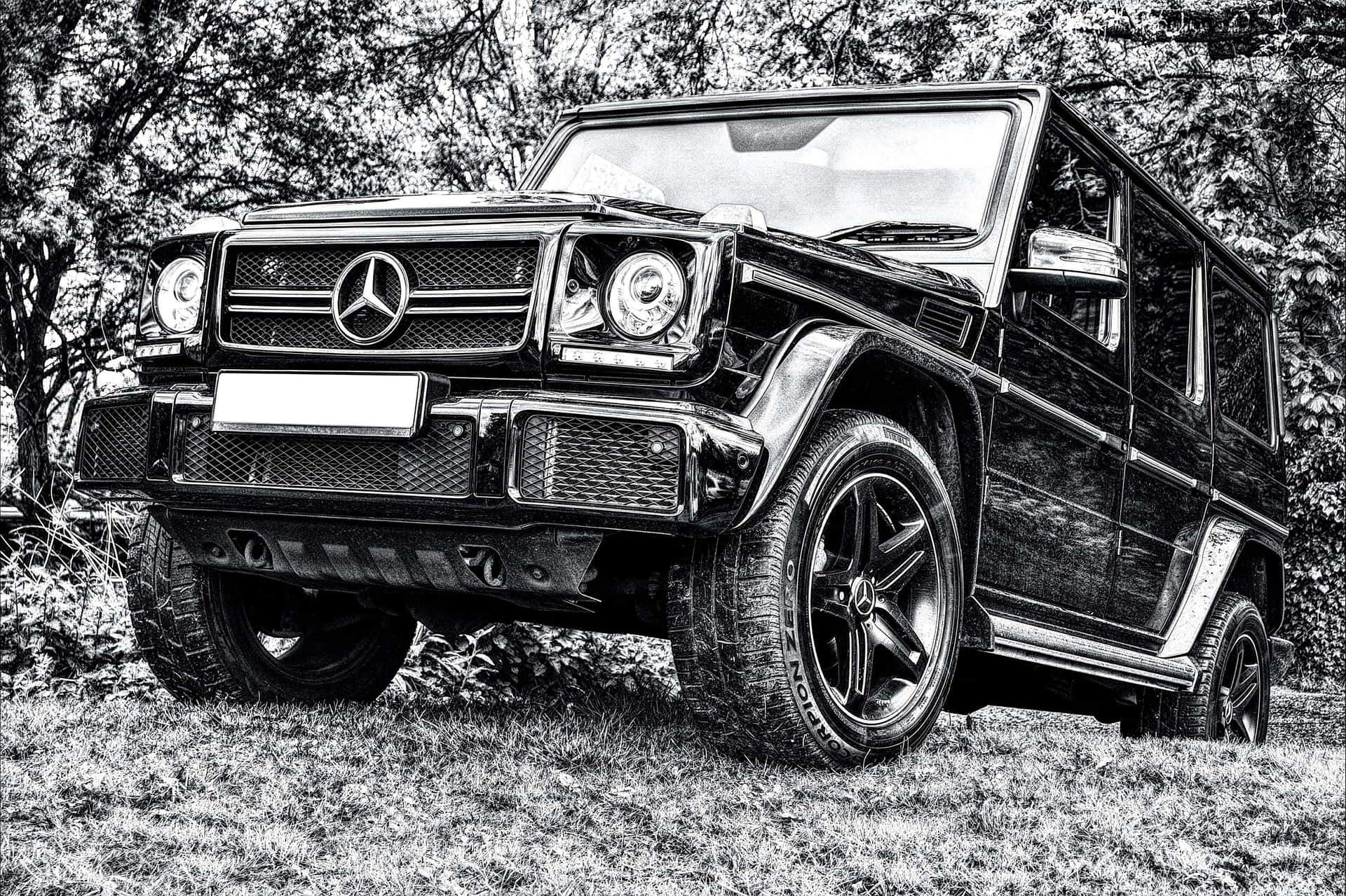 Mercedes Benz G Wagon Blackand White Wallpaper