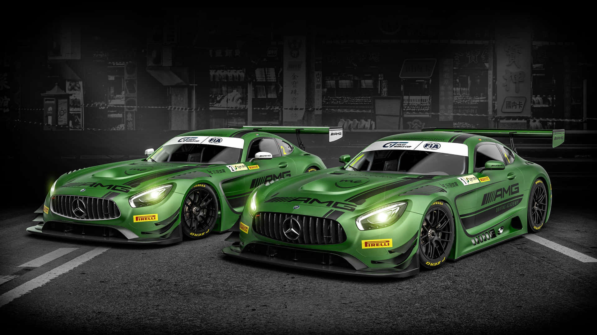 Mercedes Benz Green AMG Race Car Wallpaper