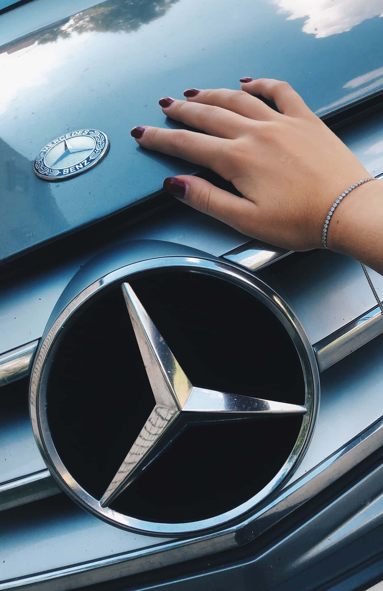 Silberneverzierungen Mercedes-klassik Iphone Wallpaper