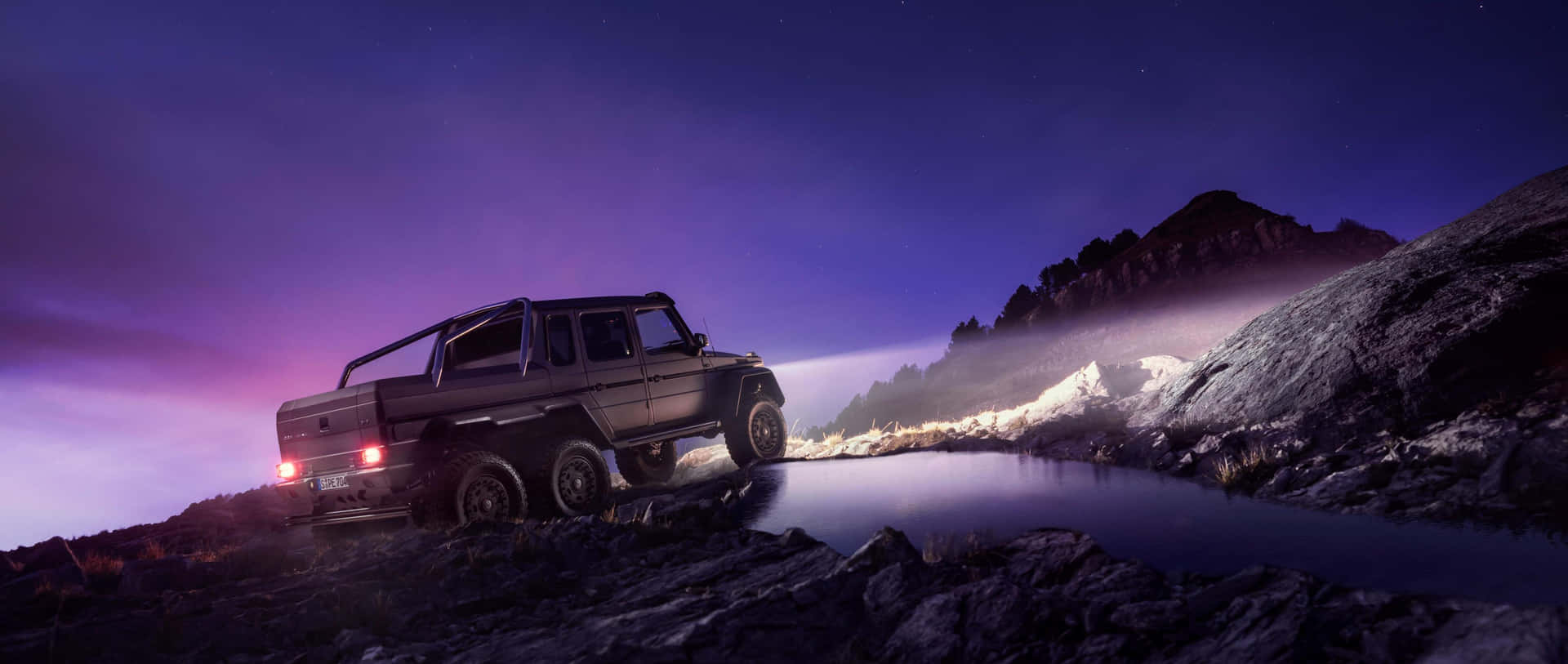 Mercedes G63 Nighttime Offroad Adventure Wallpaper