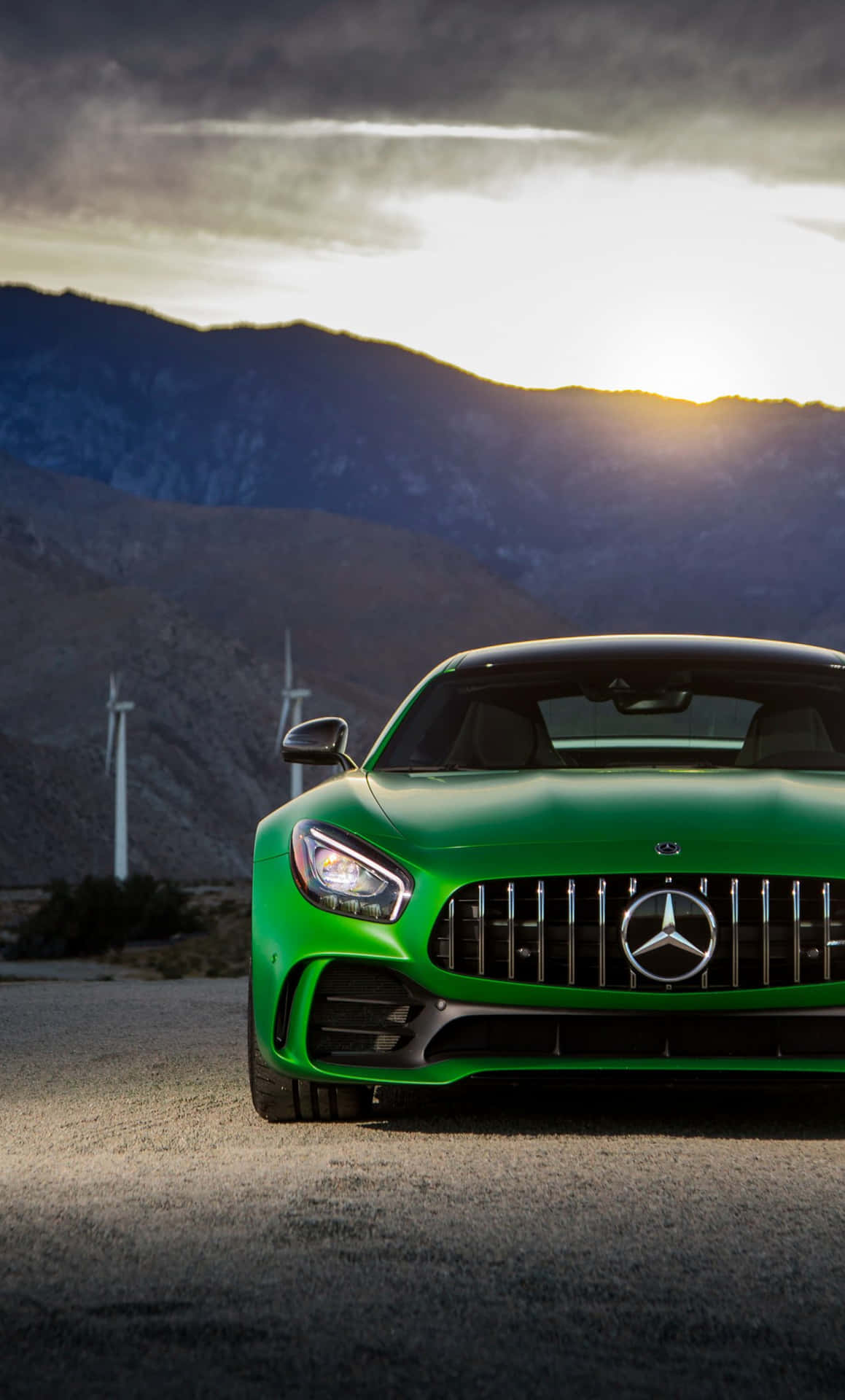 Front View Green Mercedes Gts Wallpaper