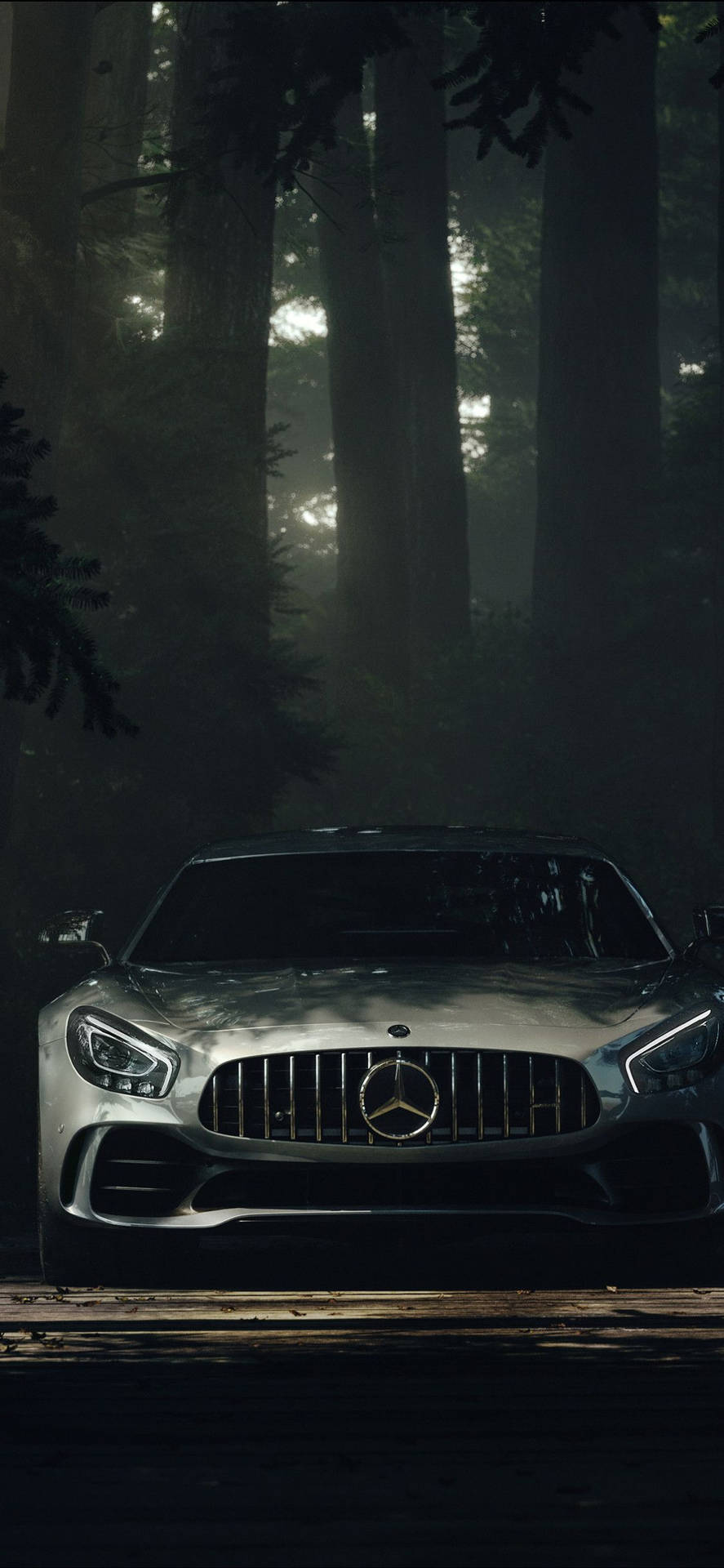Mercedes In Dark Forest iPhone X Wallpaper