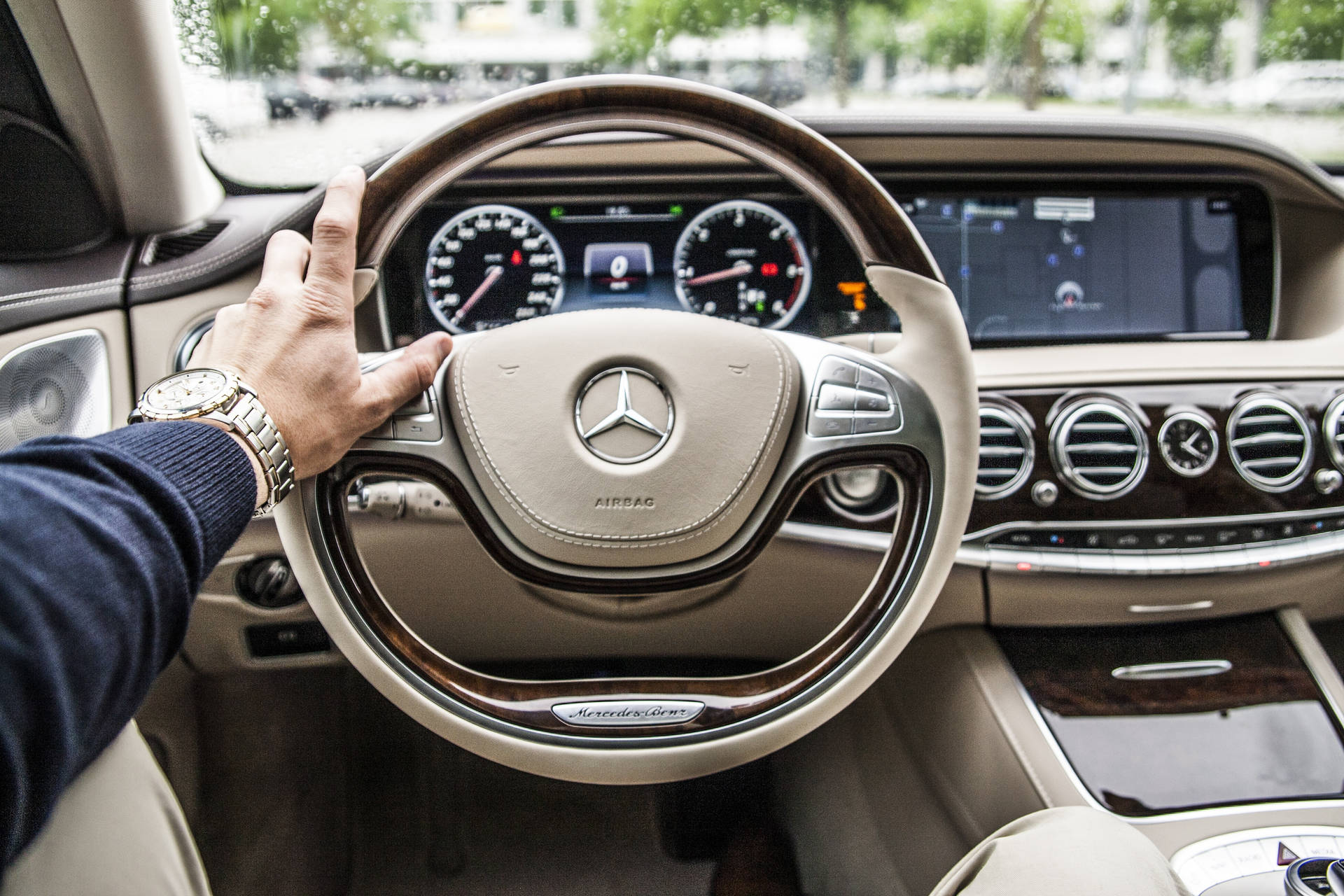 Mercedes Luxury Car Steering Wheel Wallpaper