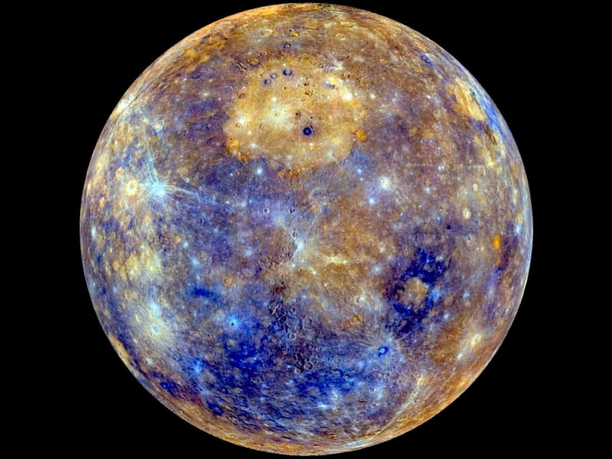 An illustration of the planet Mercury in space.
