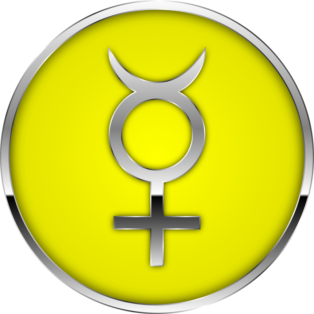 Mercury Symbol Yellow Background PNG