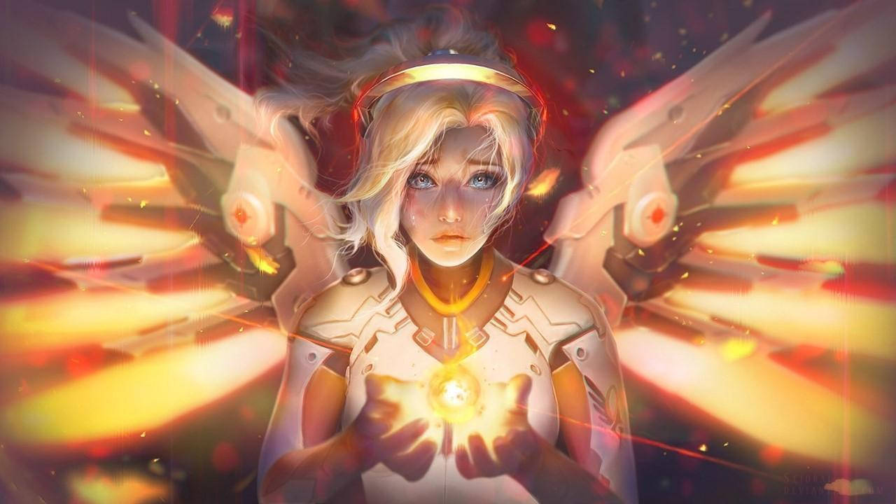 Mercy Activating Her Healing Power Background