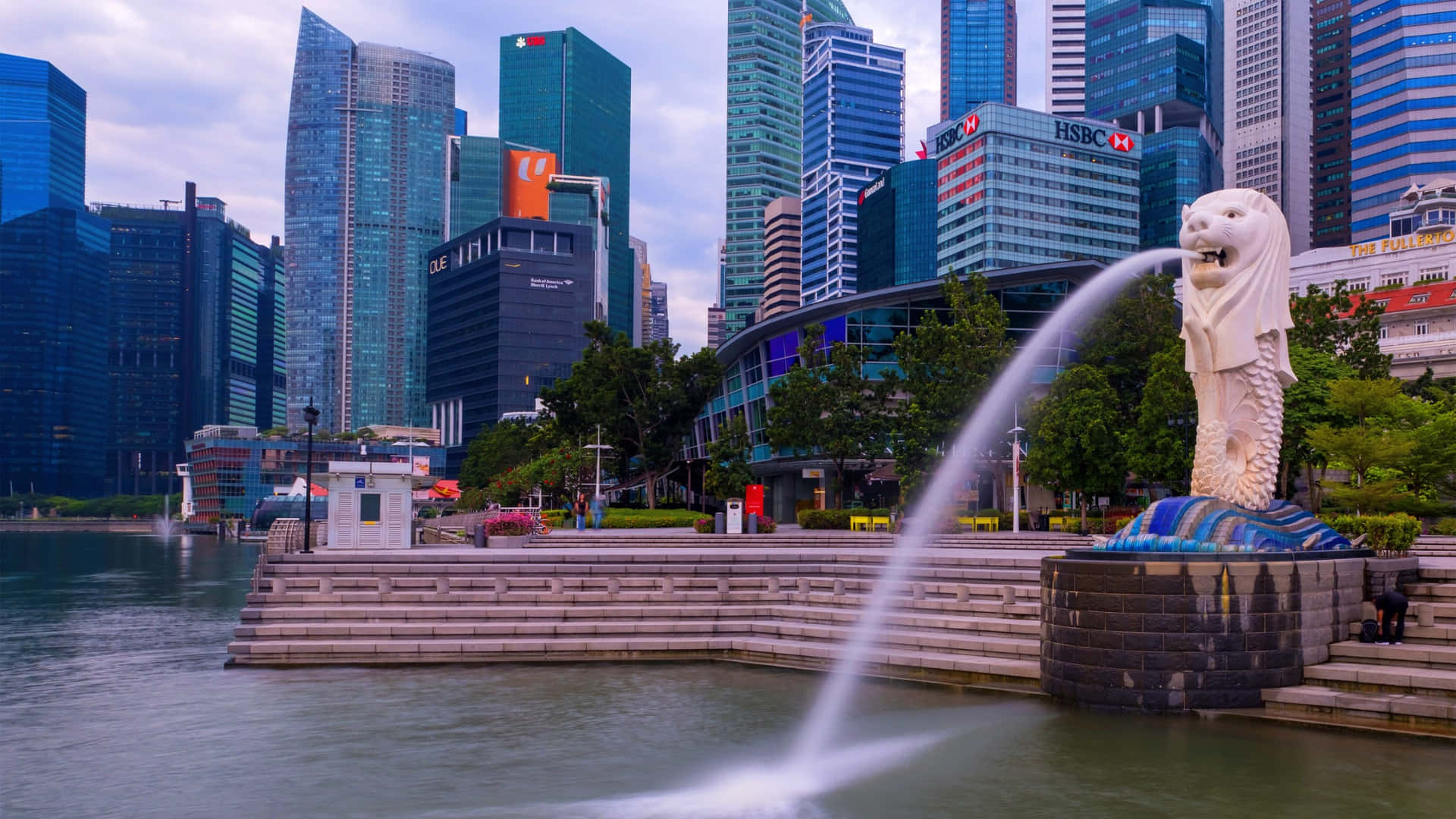 Merlion Park Singapore Skyline Wallpaper