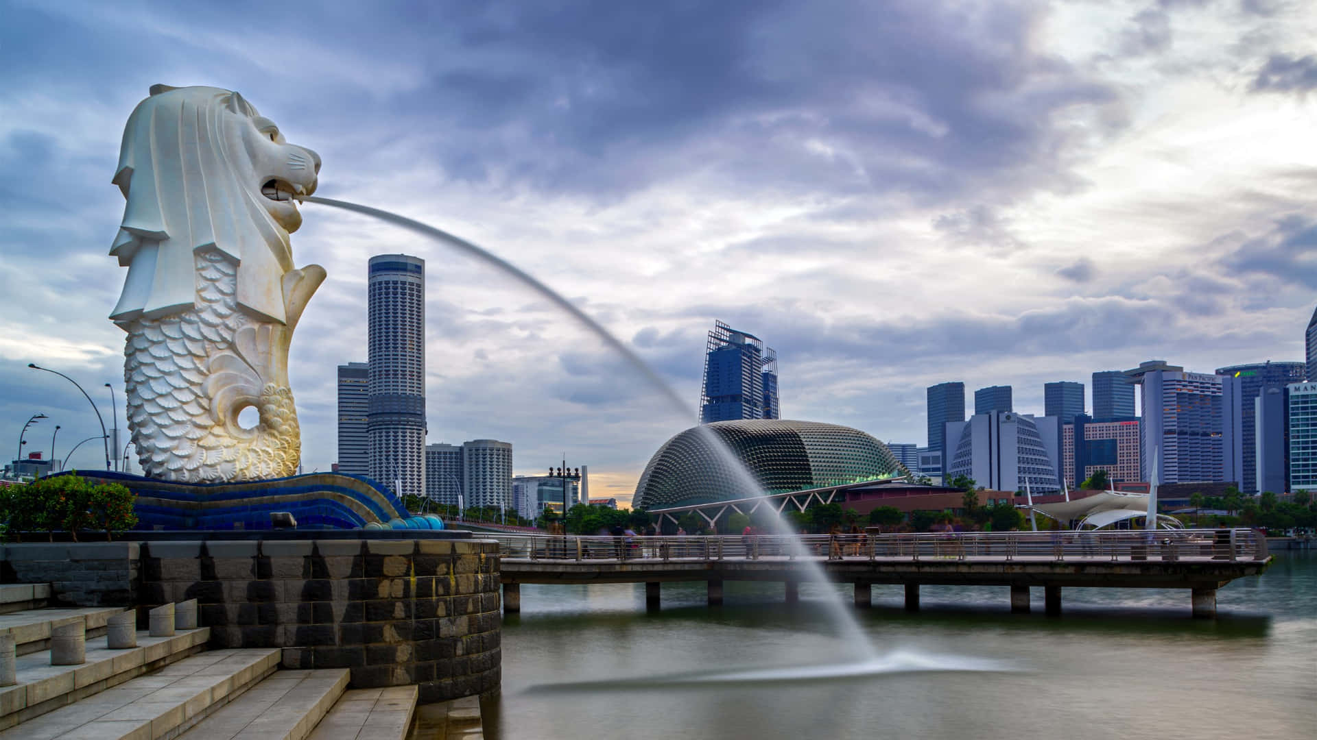 Merlion Statue Singapore Skyline Wallpaper