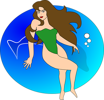 Mermaid Cartoon Illustration PNG