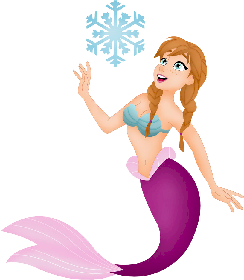 Mermaid Catching Snowflake PNG