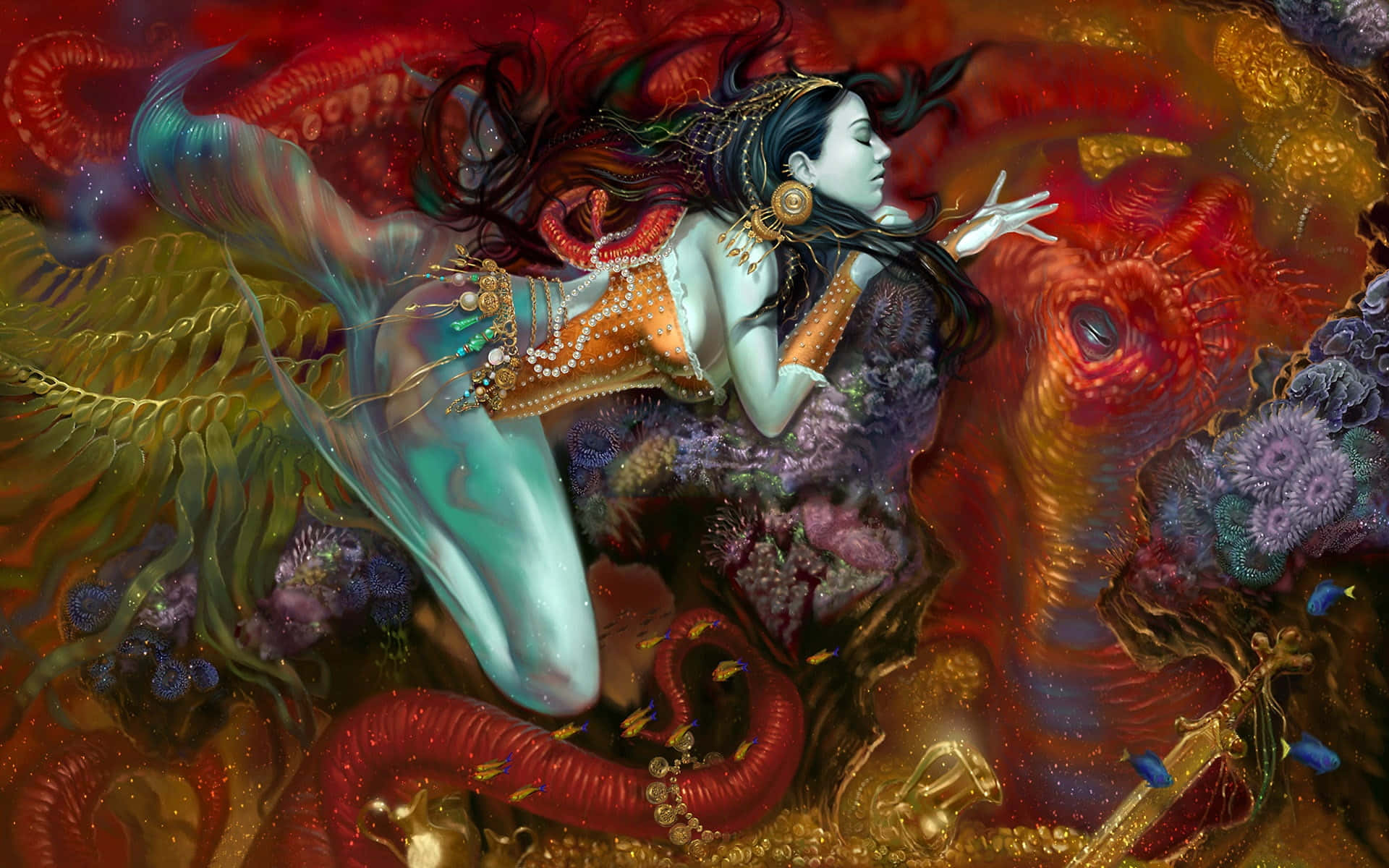 Imagenen Color De Arte De Fantasía De Sirena