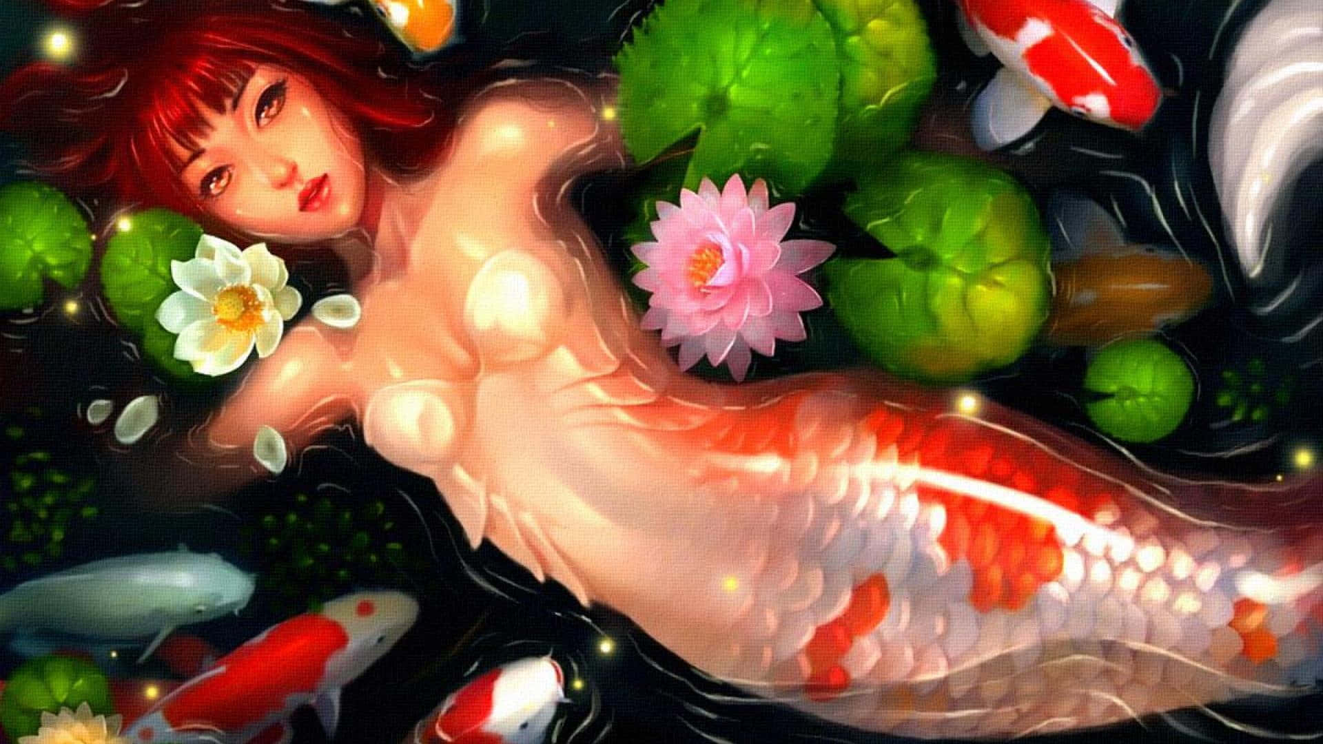 Immaginea Colori Di Una Sirena Pescatrice Di Koi