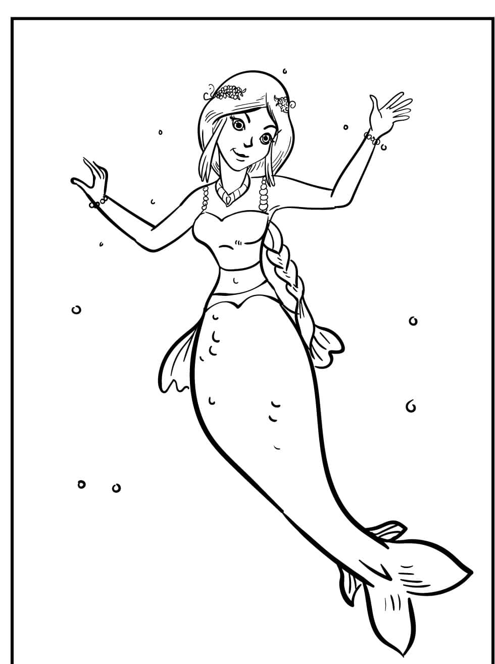 Dive into a world of creativity with this beautiful mermaid coloring page!