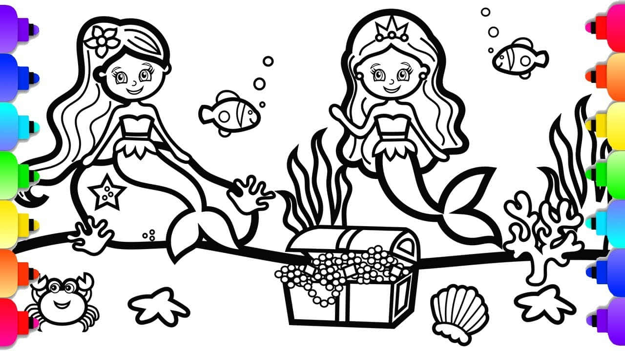 Two Mermaids Coloring Pages